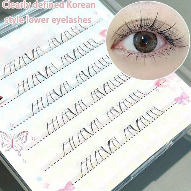 Mixiaohe Untere Wimpern, 36 Bündel, Transparent, Natürlich, Unisex - Bild 1