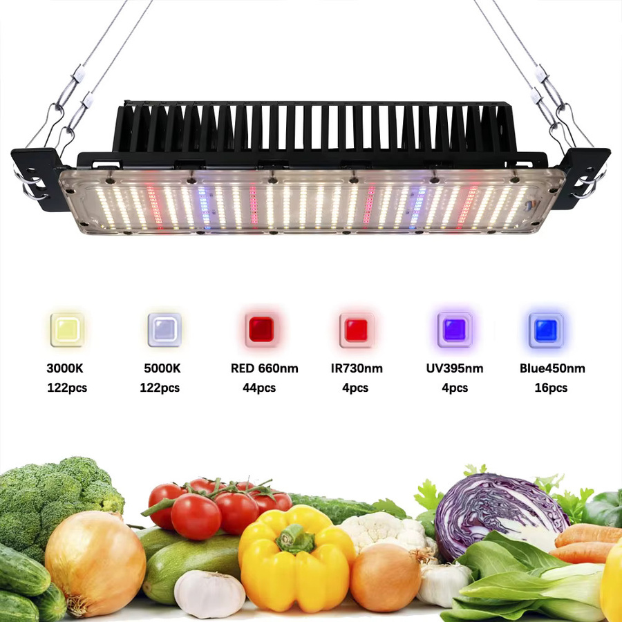 YXO YUXINOU 300W LED Quantum Grow Light Vollspektrum Pflanzenlampe für Indoor und Hydrokulturen, Schwarz - Bild 3