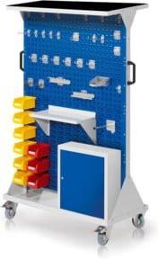 Kappes RasterMobil Gr. 4 Rollbarer Rollcontainer mit 4 Loch- und 4 Schlitzplatten in RAL 5010 Blau, Höhe: 162 cm - Bild 1