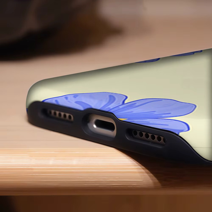 Aegis Schutzhülle mit Magnetfunktion für iPhone 17 16 15 14 Plus 13 Pro Max aus hartem PC mit blauem Stiefmütterchen-Druck - Bild 5