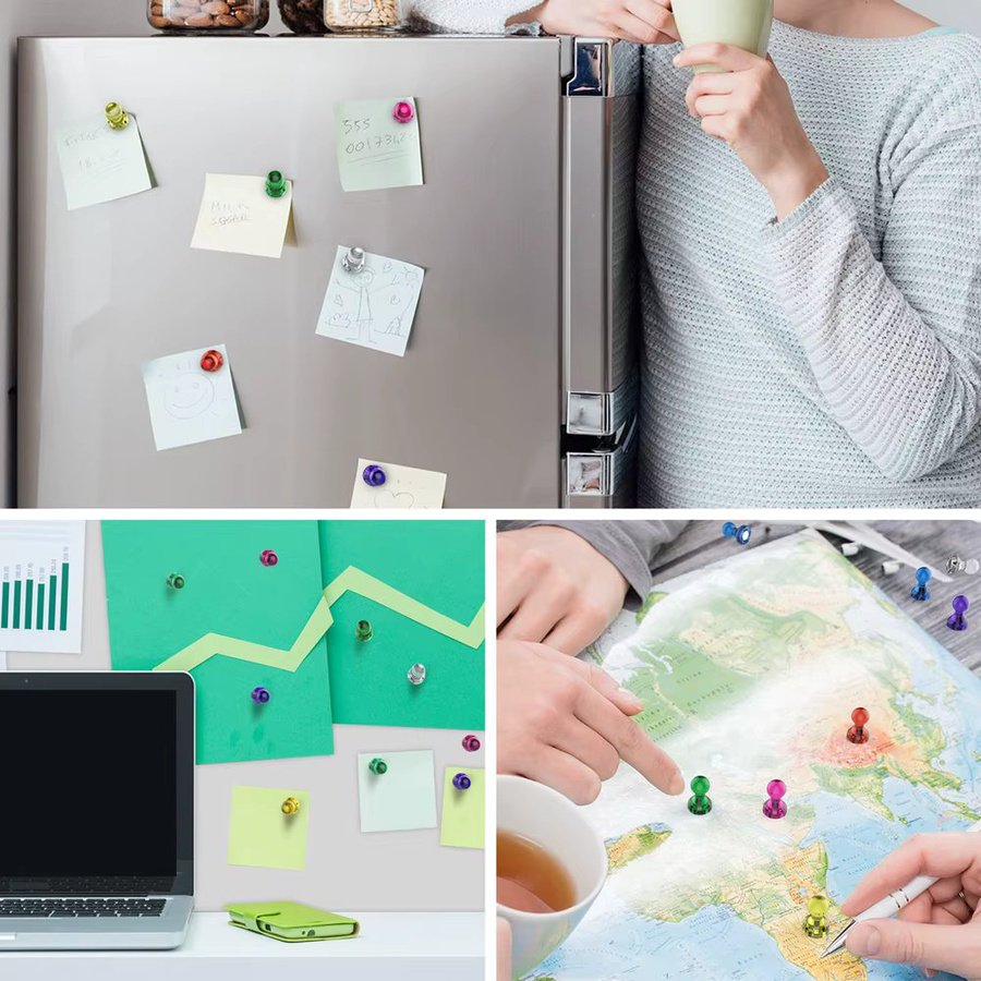Magnetische Push Pins in Transparent und Weiß für Kühlschrank und Whiteboard, Set aus 5 oder 10 Stück - Bild 3