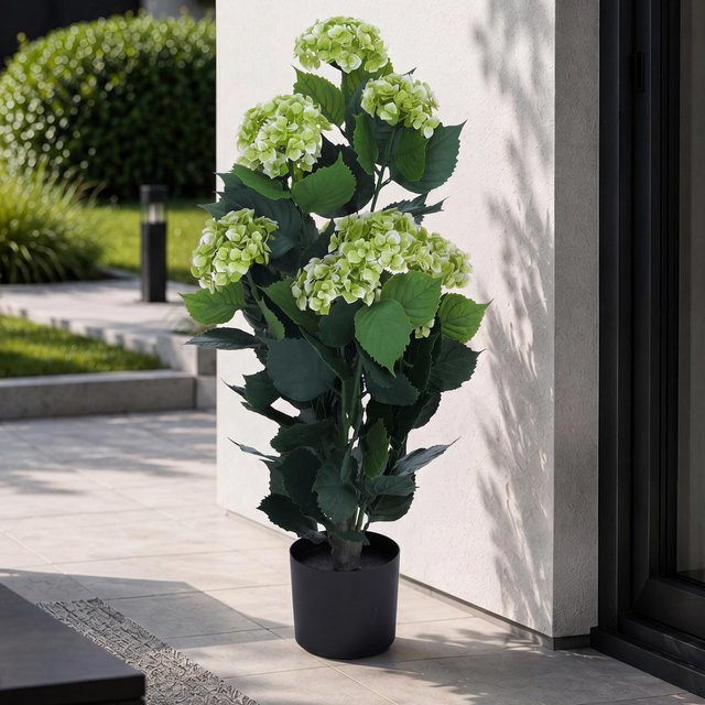 Künstliche Hortensie MCW Q86 in Grün, Dekopflanze aus Polyethylen, H x B x T: 90 x 50 x 50 cm - Bild 1