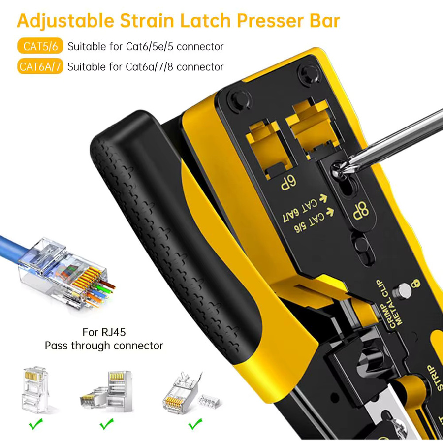 Zoerax RJ45 Crimp Werkzeug Set mit 10 Cat7 Steckern und Entlastungsstiefeln in Rot für Ethernet LAN Kabel - Bild 4