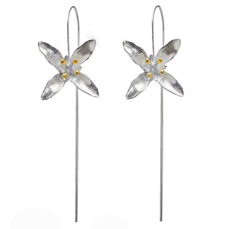 Blumen-Ohrringe 925 Silber, Damen - Bild 5