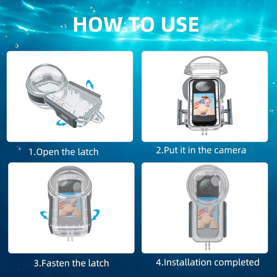 Seafrogs Wasserdichtes Kameragehäuse für Insta 360 X5, Transparentes Unterwassergehäuse bis 50m Tiefe - Bild 3