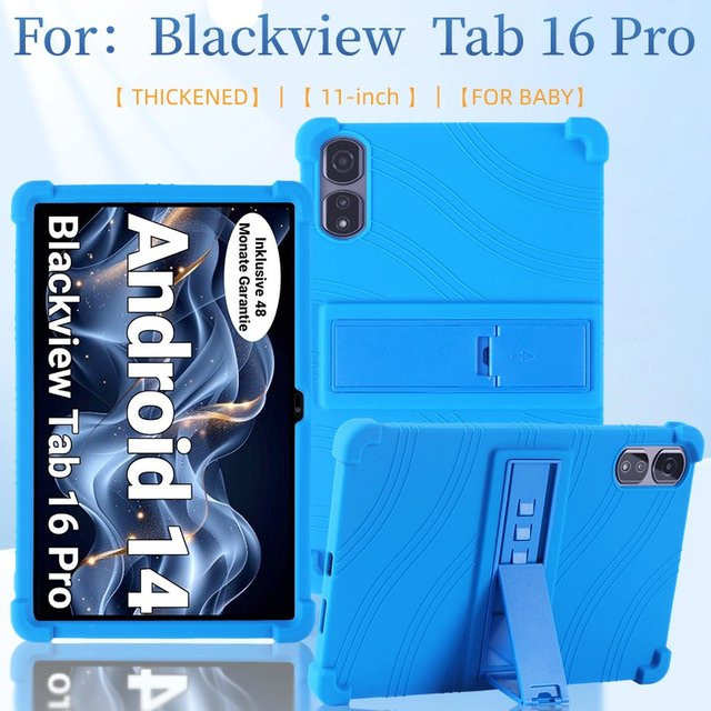 Stoßfeste Silikonhülle für Blackview Tab 16 Pro 2024, 11,0 Zoll mit verstellbarem Ständer und kindersicherer Tablet-Abdeckung in Rot oder Blau - Bild 1