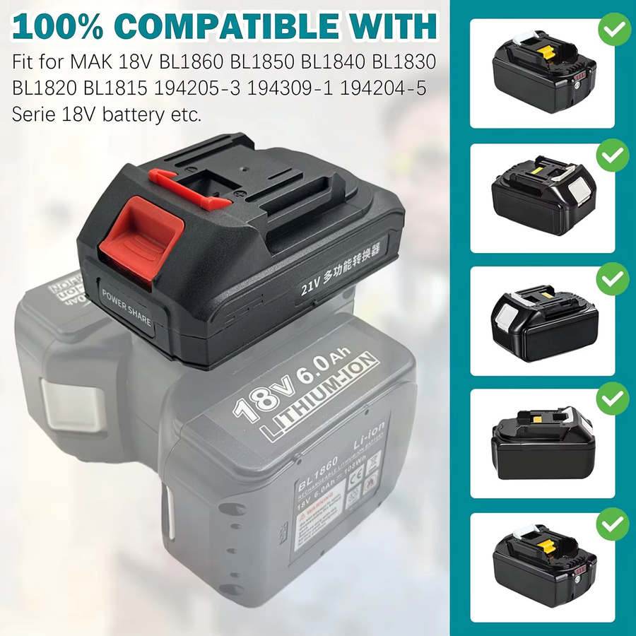 Makita 2-in-1 Batterieadapter für 18V LXT Akkus in Schwarz - Bild 4