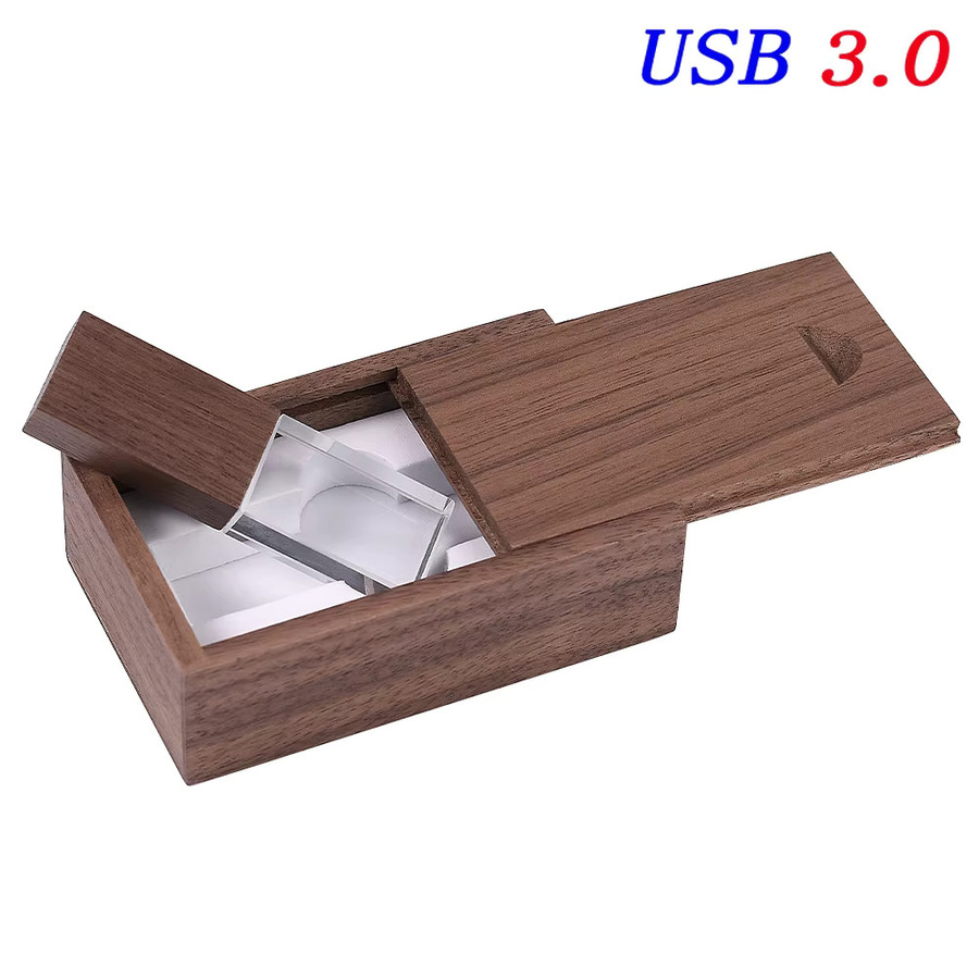 JASTER Crystal USB 3.0 Flash-Laufwerk mit 128 GB in brauner Holzbox - Bild 3