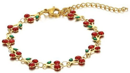 Fashion Maker 2 Armband, Erdbeere, Kirsche, Herz, Perle, Goldfarbe, Damen - Bild 1