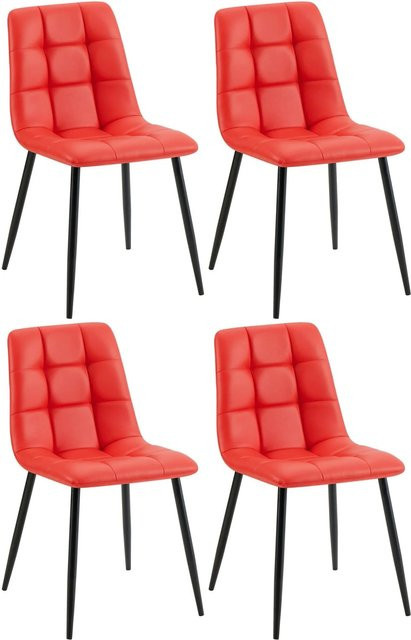 4er Set Esszimmerstühle DELUKE FANOR aus Kunstleder in Rot mit Stepp-Muster, B/T/H: 45 x 55 x 84 cm - Bild 1