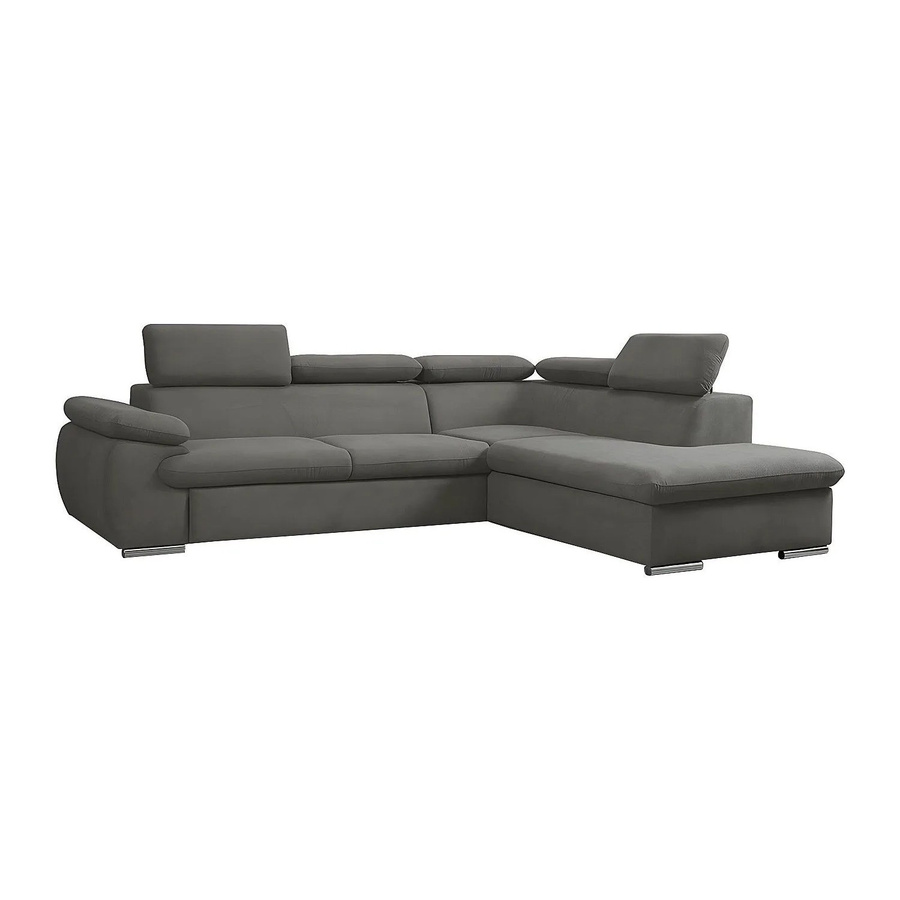 Vente-unique Schlafsofa Fabien in Anthrazitgrau mit L-Form und Schlaffunktion - Bild 2