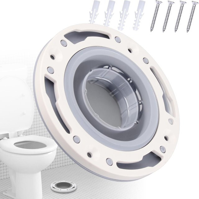 TOPINCN WC-Flansch aus Silikon und ABS, grau, universelles Reparaturset für 3 Zoll, 4 Zoll und 5 Zoll Abflussrohre - Bild 1
