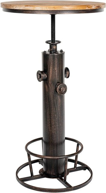 DELUKE Stehtisch SILKE Rund, Bartisch im Industrial Style aus Metall und Kiefernholz, Farbe Bronze/Braun, B/T/H: 54 x 54 x 91 cm - Bild 1