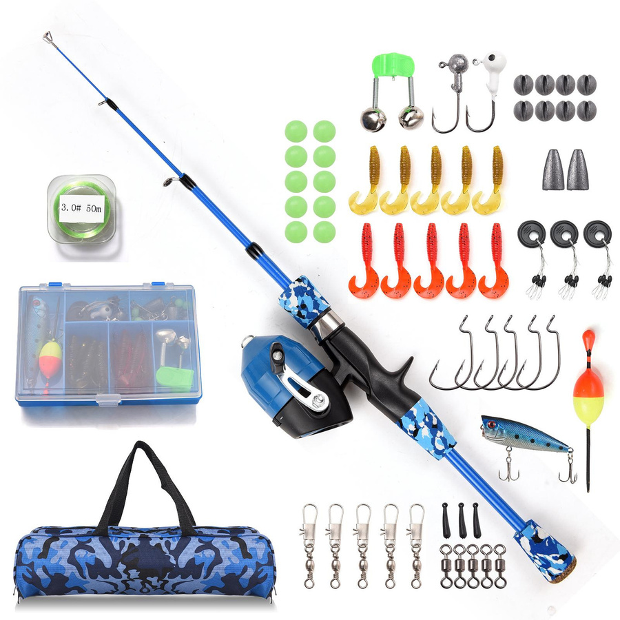 KaiSai Angelrute und Rolle Kombi Set mit Spinnrolle und Haken Ködern rosa - Bild 2
