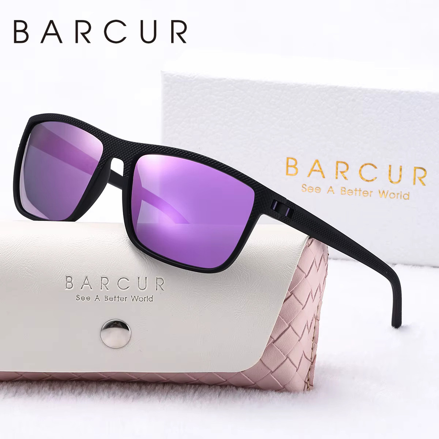 BARCUR Sonnenbrille, Quadrat, Vollrand, Kunststoff, Weiß Rosa, Damen, polarisiert - Bild 2