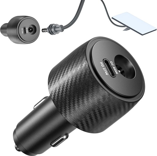 ANMONE 2-in-1 Auto-Stromadapter mit 60W DC und 27W PD Step-Up-Booster für Starlink Mini, Schwarz - Bild 1