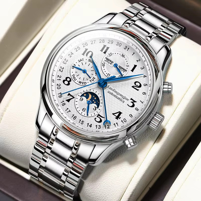LUOLINGONGJUE Armbanduhr, Mechanisch, Edelstahl, Schwarz, Herren - Bild 3