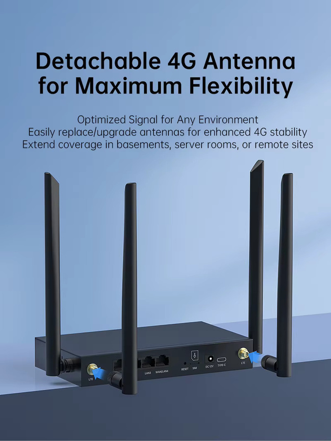 Plery 4G LTE WiFi6 Router mit 300 Mbit/s und SIM-Kartensteckplatz in Schwarz - Bild 5