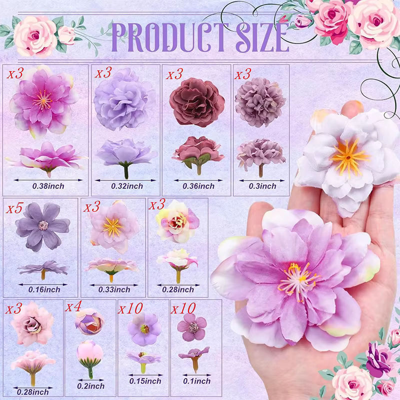 24 Stück künstliche Pfingstrosen-Blumenköpfe aus Textil in Rosa und Mehrfarbig für Hochzeitsdekoration und Bastelarbeiten - Bild 4