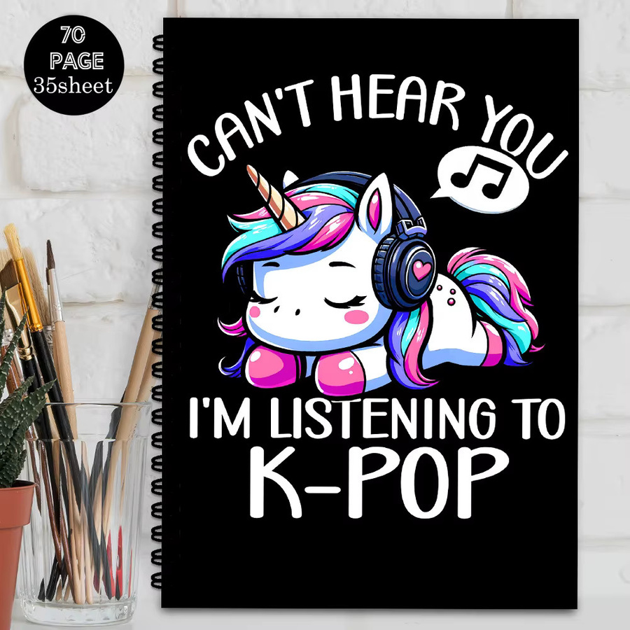 Regenbogen-Einhorn-Kopfhörer-Notizbuch im K-POP-Stil, liniertes A5 Notizbuch in Multicolour für Erwachsene - Bild 2