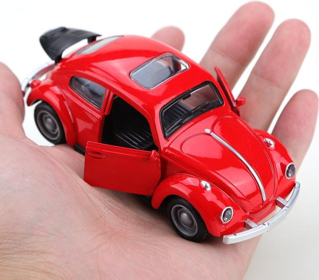 Linyi toy car Antik aussehender Käfer Pullback-Auto, Maßstab 1:36, Metall, Rot - Bild 1