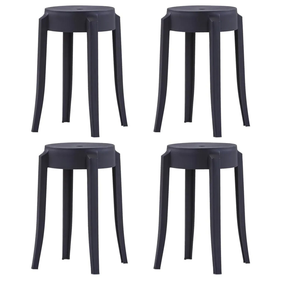 vidaXL Stapelbare Hocker 4er Set aus Kunststoff in Schwarz für Garten und Innenbereich - Bild 2