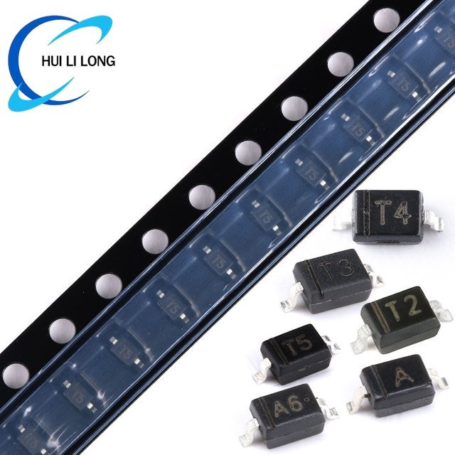 50 Stück SMD Schalt-Dioden Set SOD-323 Typen 1N4448WS T5 1N4148WS T4 BAS316 A6 BAV20WS T2 BAV21WS T3 1SS355 in Schwarz - Bild 1