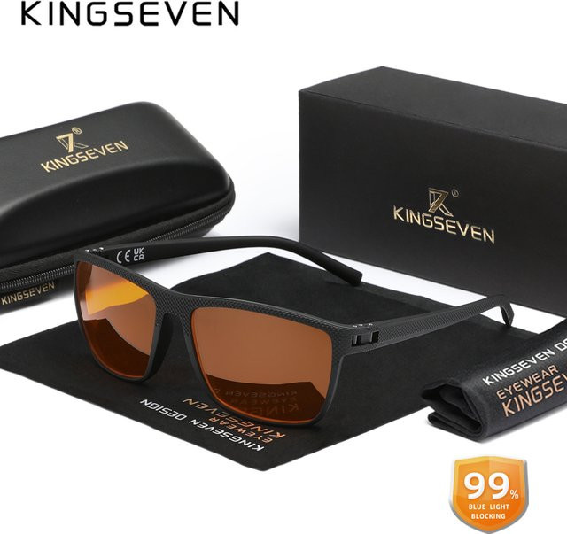 KINGSEVEN Korrektionsbrille, Vollrand, rechteckig, Kunststoff, transparent, Unisex, Blaulichtfilter - Bild 1