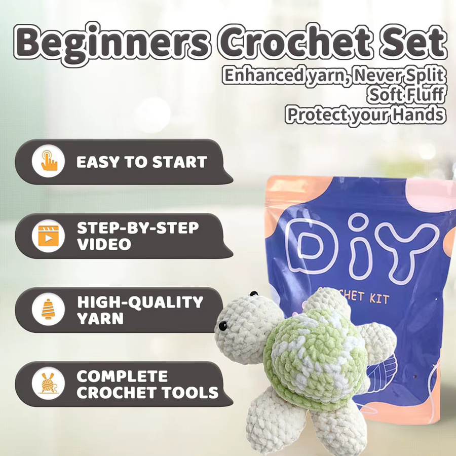 YAMAXIN Schildkröten-Häkel-Set, 1-teiliges Set, DIY-Amigurumi-Haken-Set mit Anleitung und Videounterricht - Bild 3