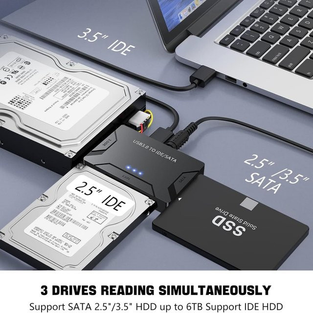 Congdi USB 3.0 SATA-Adapter für 2,5 und 3,5 Zoll SSD und HDD in Schwarz - Bild 1