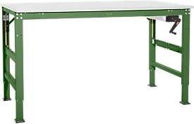 Manuflex Arbeitstisch Ergo K mit Kurbel, höhenverstellbar, Melamin Tischplatte, Farbe: Resedagrün, B: 100 cm, T: 80 cm, H: 45 cm bis 100 cm - Bild 1