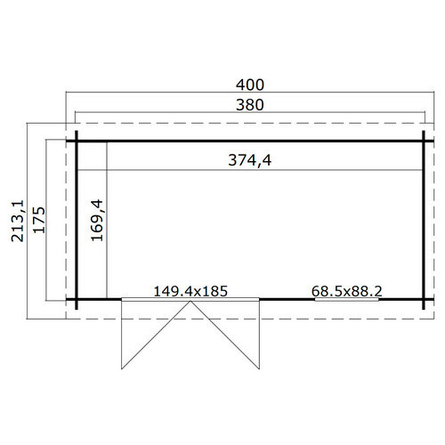 Lasita Gartenhaus Amira Flachdach in Grau-Grün lasiert, B/H/T: 400 x 211 x 213,1 cm - Bild 3