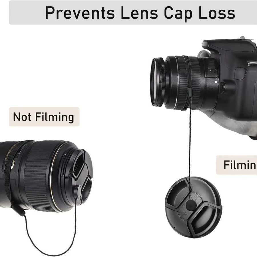 BAPPSUS Kamera Objektiv Kappen-Sicherung mit Lanyard Strap gegen Verlust, Schwarz, Universal für Canon und Sony DSLR SLR - Bild 2