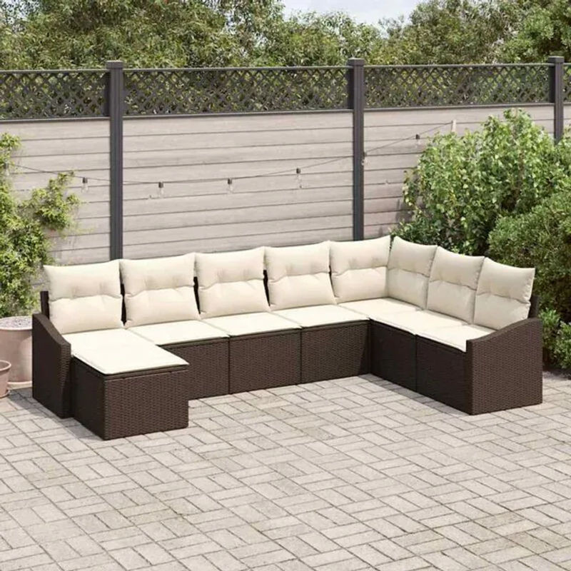 Modernes 8-teiliges Loungemöbel-Gartensofa-Set aus Polyrattan in Braun von vidaXL - Bild 1