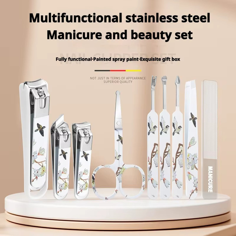Nagelknipser und Beauty-Tool-Set aus Edelstahl, 9-teilig, Unisex - Bild 2