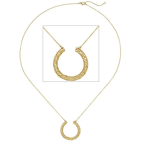 Colfem Collier Kette mit Anhänger, 750 Gelbgold, Geflecht, Unisex, 45 cm - Bild 1