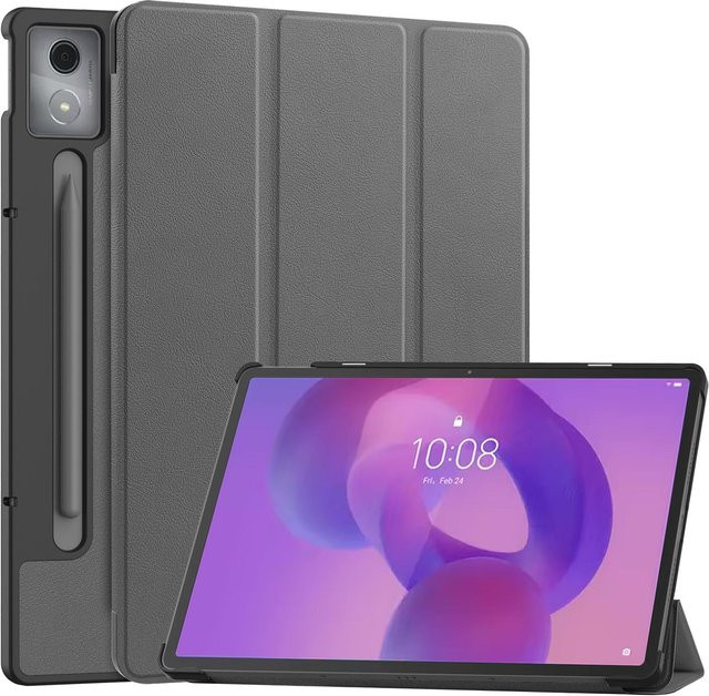 Lenovo Idea Tab Pro Hülle 12,7 Zoll Magnetische Tri-Fold Ständerabdeckung aus PU-Leder in Grau für TB373FU und TB375FC - Bild 1