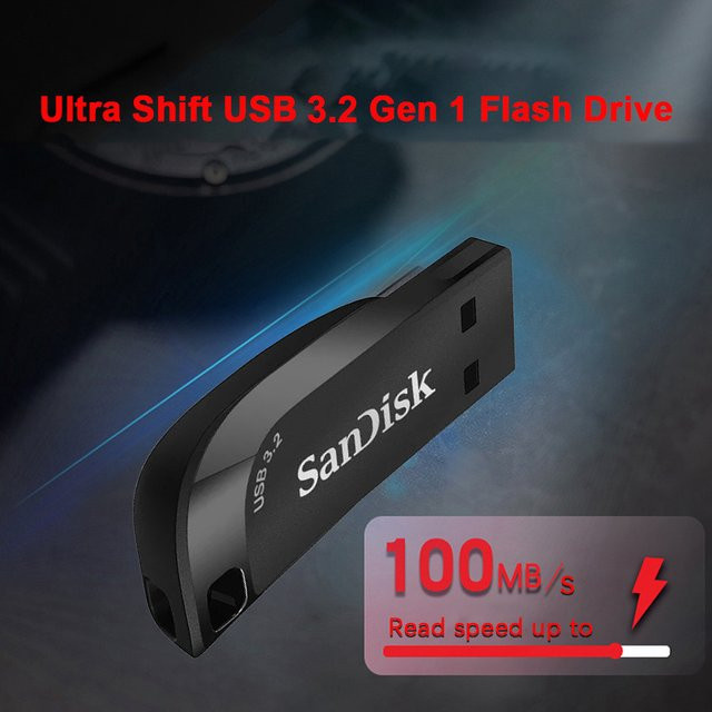 SanDisk USB 3.2 Mini-Pendrive CZ410 Speicherstick in Schwarz mit bis zu 100 MB/s Lesegeschwindigkeit - Bild 1