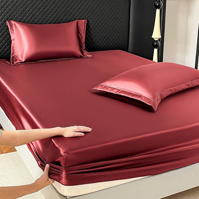 Warmth Home Eis-Seide Spannbettlaken aus Satin in Schwarz, B/T: 90 x 200 cm - Bild 1