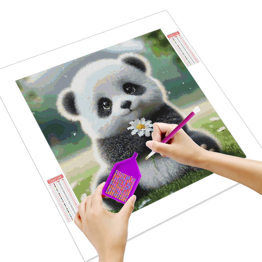 HUACAN 5D-DIY-Diamant-Stickerei-Set Panda beim Bambusessen auf Leinwand, Mosaikbild in Mehrfarbig - Bild 2