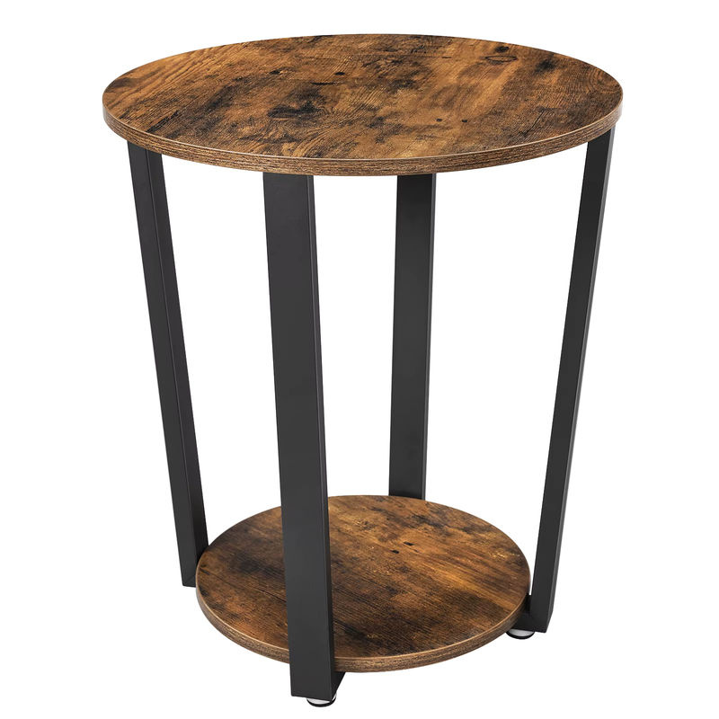 VASAGLE Beistelltisch rund im Industrial Design aus Holz und Metall, Farbe Schwarz-Braun, B/T/H: 50 x 50 x 57 cm - Bild 3