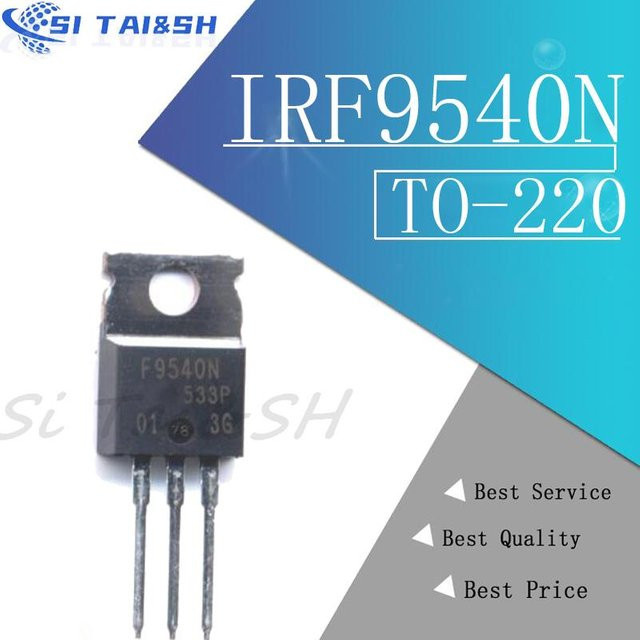 10 Stück IRF9540N P-Kanal MOSFET TO-220, -100V, -23A, 117mOhm, Schwarz - Bild 1