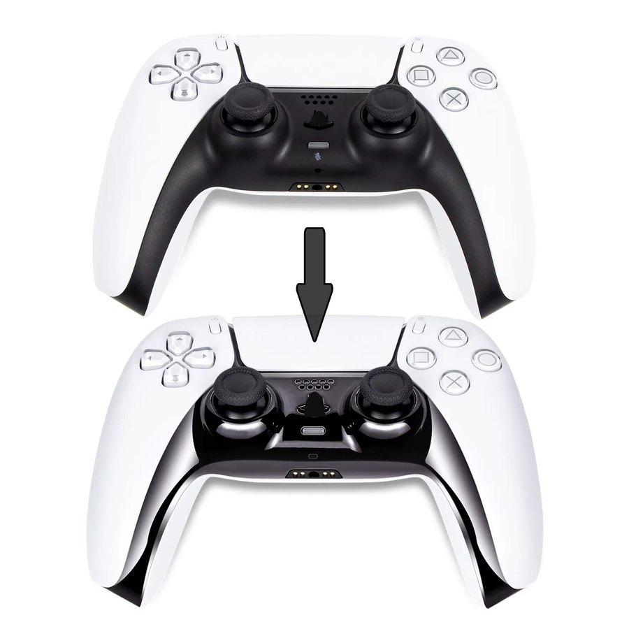 BENQING Custom Controller Shell für PS5 Slim in Schwarz glänzendem Chrom als DIY Ersatz-Cover - Bild 1