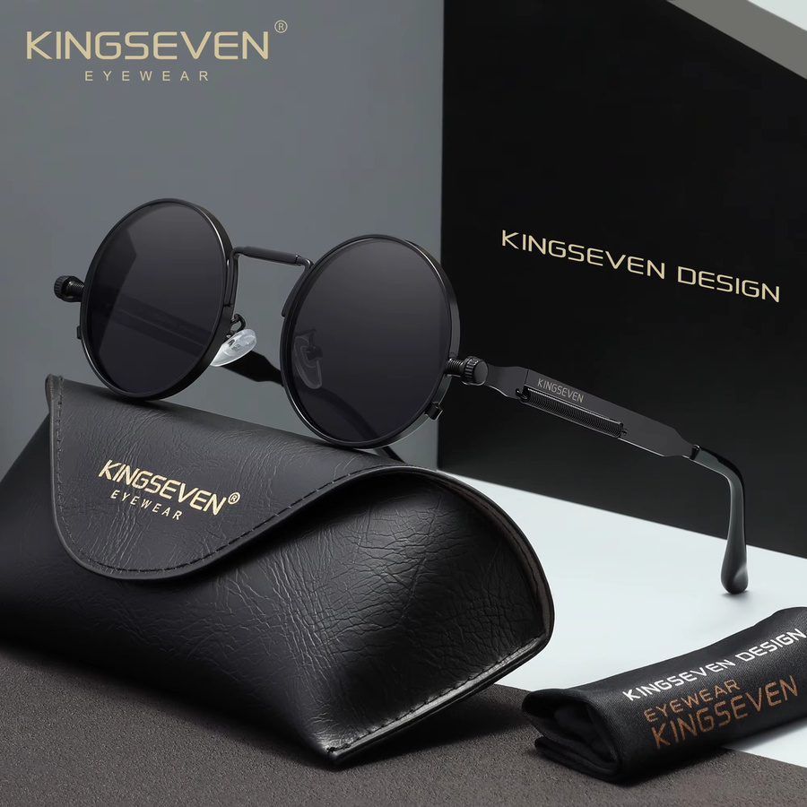 KINGSEVEN Sonnenbrille, Rund, Vollrand, Metall, Polarisiert, Unisex - Bild 1