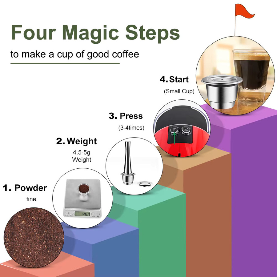 Wiederverwendbare Edelstahl Kaffeekapseln für Nespresso Maschinen in Silber für reiche Crema - Bild 2