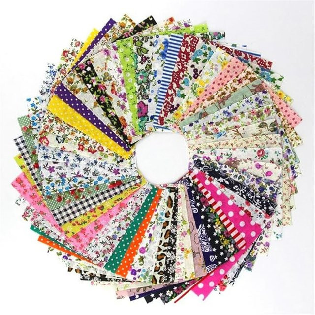 200 Stück Baumwoll Stoff Quadrate für DIY Patchwork und Quilten, Mehrfarbig, 10 x 10 cm - Bild 1