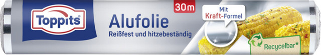 Toppits Alufolie silber, reißfest und hitzebeständig, 30 m - Bild 1