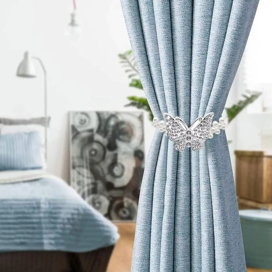 Luxuriöse Schmetterlings-Vorhang-Clips als Vorhang-Raffhalter ohne Bohren in Silber - Bild 2