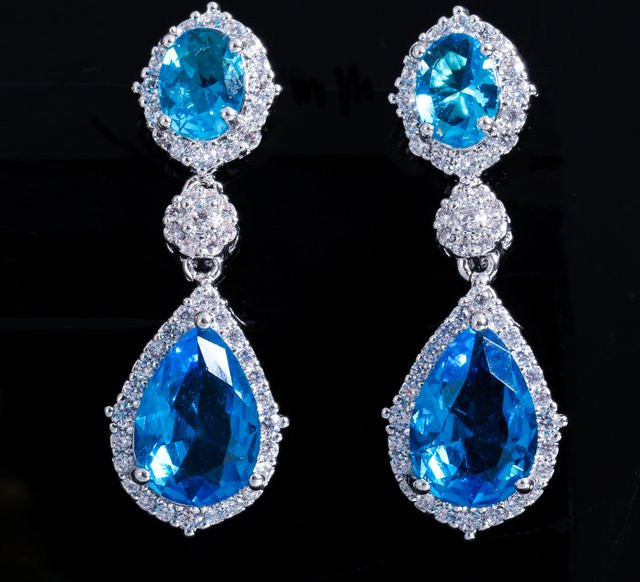 ThreeGraces Jewelry Ohrringe, Silber, hellblaue Zirkonia, Damen - Bild 1