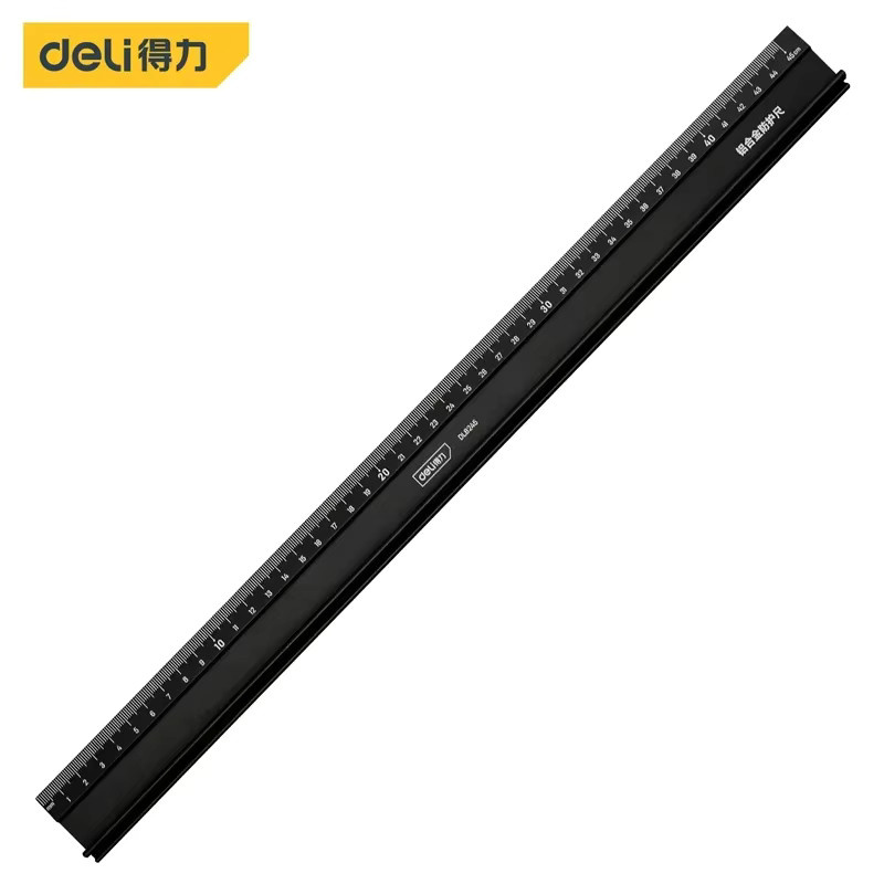 Deli Präzisionslineal aus Aluminiumlegierung in Schwarz, Länge: 45 cm - Bild 2